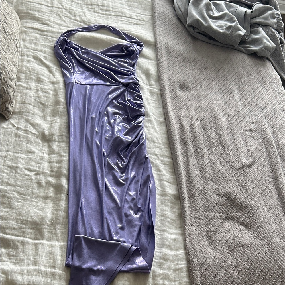Norma Kamali Shimmering Lavender One Shoulder Dress